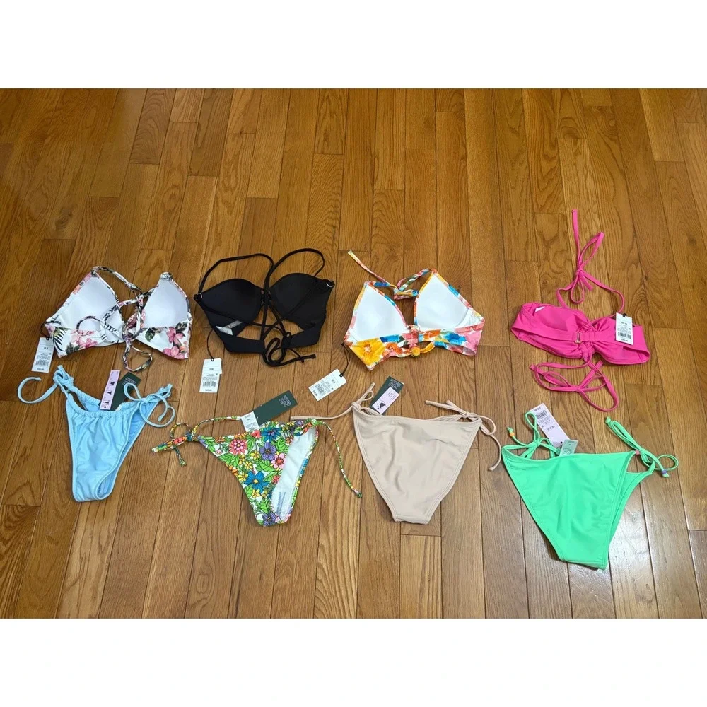 8pc NWT Target Bikini Bundle Shade & Shore Wild Fable Floral‎ Solid XS S 32B 36B